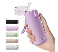 Exllena Small Water Bottle 150ml with Straw - Small Flask with One-Hand Open Design, Leak-Proof Locking Lid, 4-6 Hours Hot/Cold Retention and Portable for Coffee, Milk, or Any Beverage(Pink)