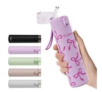 Exllena Small Water Bottle 270ml with Straw - Small Flask with One-Hand Open Design, Leak-Proof Locking Lid, 4-6 Hours Hot/Cold Retention and Portable for Coffee, Milk, or Any Beverage(Bow)