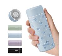 Exllena 【Upgraded】 Small Water Bottle for Handbag - 250ml Mini Flask for Hot & Cold Drinks, Perfect Small Insulated Water Bottle for Travel, Milk, Coffee...(Bow)
