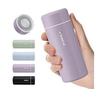 Exllena 【Upgraded】 Small Water Bottle for Handbag - 250ml Mini Flask for Hot & Cold Drinks, Perfect Small Insulated Water Bottle for Travel, Milk, Coffee... (Purple)