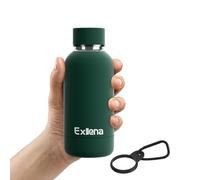 Exllena Water Bottle 350ml with Clip, Double Wall Vacuum & Insulation Keeps Drinks Cold 24 Hrs & Hot 12 Hrs, Handbag-Sized, BPA Free (Emerald Green)