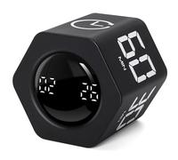 Exlliy Productivity Timer 1, 5, 10, 30, 60 Minutes Preset, Desk Cube Timer with Gravity Sensor/Mute/Vibration for ADHD, Work, Study, Kitchen, Back to School (Black)