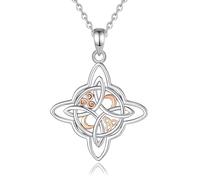 Exltoy 925 Sterling Silver Witches Knot Pendant Necklace Hecate Triple Moon Goddess Lilis Tree of Life Tetra Gramaton Pentagram Santa Muerte Pagan Witch Jewelry Spiritual Amulet for Women Men