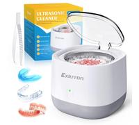 Exluvon Ultrasonic Retainer Cleaner, 45kHz Ultrasonic Dental Cleaner Machine, 250ML Ultrasonic Cleaner for Dentures, Retainer