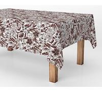 Exma Tablecloth on a Roll Stain Resistant Flowers 140 cm x 25 m Brown