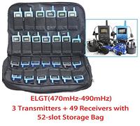 EXMAX® 470-490mHz Wireless Tour Guide System with Shoulder Carry Bag for Tourism,Conference,Training,Church,Outdoor Scenic Spots(3 Transmitters 49 Receivers with 52-slot Storage Bag)
