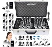 EXMAX ATG-100T 195MHz Wireless Tour Guide Monitoring Voice Audio Transmission System + Aluminium Alloy Charge Case for Teaching Tour guides Conference Travel (1 Transmitters and 60 Receivers)