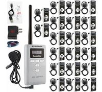 EXMAX ATG-100T PLUS 195MHz Voice Wireless Audio Tour Guide System Transmitter Receiver for Church Sermon Interpretation Audio Visual Laboratory Wedding Warehouse Management(1 Transmitter 20 Receivers)