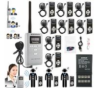 EXMAX ATG-100T PLUS 195MHz Wireless Audio Voice Tour Guide System Headset Mic for Church Translation Tour Exhibit Guide Audio Visual Laboratory Museum Tour(1 Transmitter 8 Receivers 16-socket charger)