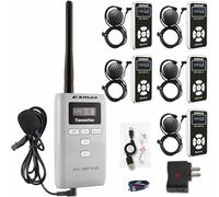 EXMAX ATG-100T PLUS 195MHz Wireless Tour Guide System Church Simultaneous Interpretation 99 Voice Audio for Slient Meetings Schools Teaching Municipal Buildings Tour Hajj(1 Transmitter & 5 Receiver)