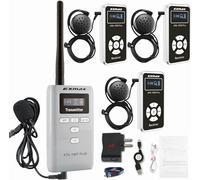 EXMAX ATG-100T PLUS 195MHz Wireless Tour Guide System Church Translator Headsets Voice Transmission Lavalier Microphone Simultaneous Church Translation Interpreter Equipment(1 Transmitter 3 Receivers)