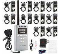 EXMAX ATG-100T PLUS 195MHz Wireless Translation Equipment Headset System Earphone for Church Simultaneous Interpreting Teaching Conference Travel Wedding Factory Tour(1Transmitter & 10 Receivers)