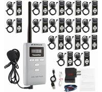 EXMAX ATG-100T PLUS 195MHz Wireless Whisper Acoustic Transmission Tour Guide System 99 Channels for Conference Listening Museum Meeting Travel Exhibition Factory Tour(1 Transmitter & 15 Receivers)