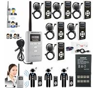 EXMAX ATG-100T PLUS Wireless Audio Voice System Headset Mic for Tour Exhibit Guides Sermon Interpretation Translation Museum Visit Wedding Business Meeting(1 Transmitter 6 Receivers 16-socket charger)