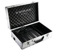 EXMAX Durable Aluminum 32-Port Charging Box with Pogo Pin & Type-C Dual Ports, Batch Charging Organizer for Tour Guide Receivers, Perfect for Historic Spots, Training Lectures & Museum Interpretation