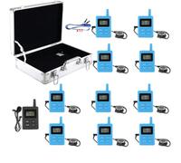 EXMAX® ELGT-470 Wireless Tour Guide Monitoring Acoustic Audio Voice Transmission System 100 Channels for Church,Conference,Traveling(1 Transmitter 10 Receivers with Black Aluminum Storage Case)