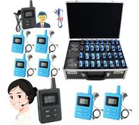 EXMAX® ELGT-470 Wireless Tour Guide Whisper Acoustic Audio Sound Transmission System for Travel,Conference,Training,Hajj,Church,Teaching(2 Transmitter 30 Receivers 32-slot charging case)