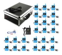 EXMAX® ELGT-470 Wireless Tour Guide Whisper Acoustic Transmission System for Travel,Conference,Training,Hajj,Church,Teaching(1 Transmitter 25 Receivers with Black Aluminium Storage Case)