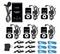 EXMAX EX-100 Audio Trans Wireless Tour Guide System Microphone Earphone for Church Translation Simultaneous Interpreting Teaching Conference Travel Assistive Listening (1 Transmitter 5 Receivers)