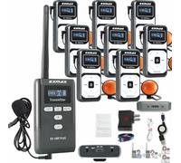 EXMAX EX-100 Plus 72MHz Wireless Audio Tour Guide System Distance Voice Transmission for Sermon Interpretation Seminars Wedding Museum Classroom Church(1 Transmitter & 8 Receivers)