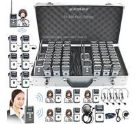EXMAX EX-100 PLUS 72MHz Wireless Tour Guide Equipment Headset System for Church Simultaneous Interpreting Teaching Conference Hajj Classroom(4 Transmitters 60 Receivers 64-slot Charge Case USB-C)