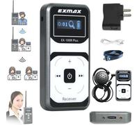 EXMAX EX-100 Plus 72MHz Wireless Tour Guide Monitoring Audio Voice Transmission System Earphone for Translation Simultaneous Interpreting Teaching Factory tour Hajj(1 receiver)