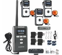 EXMAX EX-100 Plus 72MHz Wireless Tour Guide System Church Translator Headsets Voice Transmission Lavalier Microphone Simultaneous Church Translation(1 Transmitter & 3 Receivers)