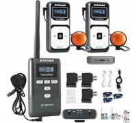 EXMAX EX-100 Plus 72MHz Wireless Tour Guide System Earphone Mic for Language Interpretation Churches Traning Translation Conference Teaching Museum Hajj(1 Transmitter & 2 Receivers)
