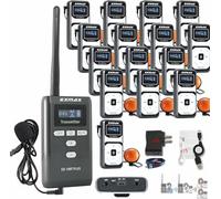 EXMAX EX-100 Plus 72MHz Wireless Whisper Acoustic Transmission Tour Guide System 99 Channels for Church Conference Listening Museum Meeting Travel Wedding Translation Hajj(1 Transmitter & 15 Receivers
