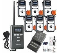 EXMAX EX-100 PLUS Wireless Audio Voice Tour Guides System Headset Mic for Exhibit Sermon Interpretation Translation Wedding Museum Church Hajj (1 Transmitter 6 Receivers 16-socket charger)