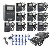 EXMAX EX-815 Wireless Tour Guide Acoustic Audio Voice Transmission System 99 Channels for Church,Conference,Traveling,Simultaneous Field Interpretation(1 T10 R with Black Aluminum Storage Case)
