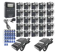 EXMAX EX-815 Wireless Tour Guide Acoustic Audio Voice Transmission System 99 Channels for Church,Conference,Traveling,Assistive Listening,Museum,Translation,(1 T 25 R with Black Aluminum Storage Case)