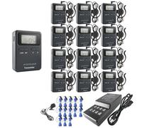 EXMAX EX-815 Wireless Tour Guide Monitoring Acoustic Audio Voice Transmission System for Church,Conference,Traveling,Museum,Hajj,Meeting,Factory visits(1 TX 12 RX with 16-jack charging pad)