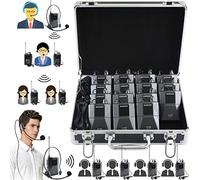 EXMAX EX-938 Professional Wireless Tour Guide System for Tour Guiding Simultaneous Translation , Museum Visiting, Church , etc.(1 Transmitter 14 Receivers with Black Aluninum Alloy Case)