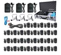 EXMAX EXD-101 2.4GHz Wireless Assistive Listening Voice Transmission System with 9999 Channels for Court of Law,Houses of Worship,Tourism - 3 Transmitters & 29 Receivers with 32-slot Charging Case