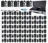 EXMAX EXD-101 2.4GHz Wireless Audio Tour Guide Translation Church System for Factory Tour Guide Training Teaching Conference Museums (5 Transmitters 60 Receivers & 64-slot Charging Case)