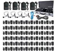 EXMAX EXD-101 2.4GHz Wireless Church Translation Equipment Tour Guide System for Summit, Presentations,Assisted Listening,hajj,Exhibition - 4 Transmitters & 60 Receivers with 64-slot Charging Case