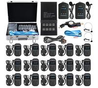 EXMAX EXD-101 2.4GHz Wireless Tour Guide System for High-Level Exhibition, Civic Meeting, VIPs Reception,Walking Tour - 2 Transmitters 15 Receivers & 16-port Multi-charger with Silver Storage Case