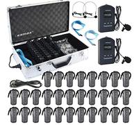 EXMAX EXD-6688 2.4GHZ Wireless Whisper Tour Guide Microphone Headsets System Support Two Transmitters Working for Meeting Teaching Training(2 Transmitters & 30 Receivers with 32-slot Charging Case)