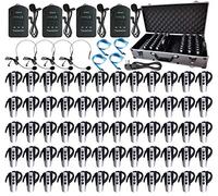 EXMAX EXD-6824 2.4G Wireless Audio Tour Guide Equipment 328ft Work Range,for Interpreter,Conference,Teaching Tour Guide Exhibition Presentations-4 Transmitters&60 Receivers&Storage Charging Case