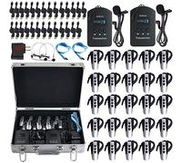 EXMAX EXD-6824 2.4G Wireless Tour Guide Headsets System Church Equipment with 9999 channels, Transmission Range Up to 100Meters(328ft),Ideal for Travel Team-2 Transmitters & 25 Receivers+Silver Case