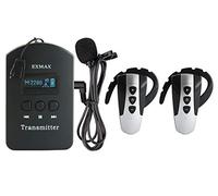 EXMAX EXD-6824 Wireless Simultaneous Interpreting System 23 Hours Working Time,Mute Function, Ideal for Travel Team Church Coach Training Multilingual Meeting Simultaneous-1 Transmitter & 2 Receivers