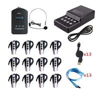 EXMAX EXD-68246824 Wireless Tour Guide System,Easy To Use And Maintain Up To 23 Hours Working Time Cleanest Voice for restaurants,hajj, Travel Team,Conference,Church-1 Transmitter 12 Receivers
