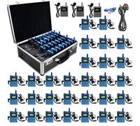 EXMAX EXTS-860 Wireless Simultaneous Translation Equipment Voice Transmission System 100 Channels for Summit,Industrial Visiting,Lecture,Hajj(3 Transmitters & 29 Receivers with 32-slot Charging Case)