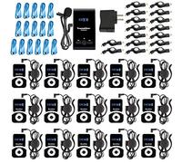 EXMAX Translation Equipment for Church ATG-100T 195MHz Wireless Audio Tour Guide System Voice Transmission for Interpretation City Tour Museum Exhibition Travel Classroom (1 Transmitter 15 Receivers)