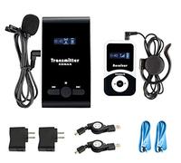 EXMAX Wireless Tour Guide Microphone Church Translation System ATG-100T 195MHz Interpretation Systems for Meetings Houses of Worship Schools Municipal Buildings(1 Transmitter 1 Receivers)