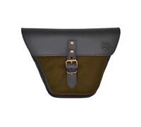 ExMoto Side Bag Side Pocket Military Green and Black in Leather and Waxed Cotton for Royal Enfield Interceptor/Continental GT Motorcycles (Military Green/Black) - EX MOTO