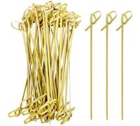 EXNIMA, 50, 100 and 300 Pieces, Bamboo Skewers for Eco-Friendly Cocktails, Knotted Sticks Bow or Spiral Cocktails and Snacks, Bamboo Skewers, Parties, Canapés, Catering, Barbecue, Wedding, Crafts