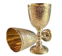 EXNOT Brass Vintage Chalice Goblet | 1x Royal Wine Cups of King Arthur - Renaissance Medieval Gifts for Communion, Christmas Pack of 1pc (Roman Chalice)