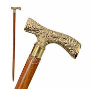 EXNOT - Luxury Antique Brass Walking Stick - Beautiful Brass Gold Handle with Solid Brass Handle for Men and 36 Inch